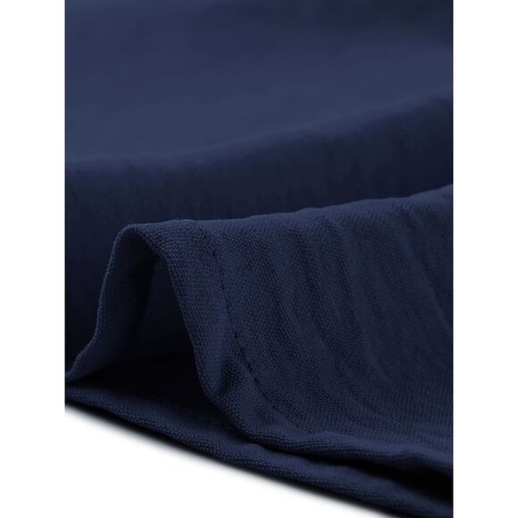 Plus Size Chiffon Tops Batwing Ruffle Elbow Sleeve Loose Shirts Navy Blue - Picture 5 of 5